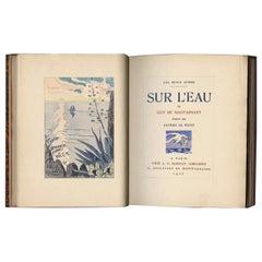 Antique Guy De Maupassant, Sur L'eau with Illustrations by A.Le Petit. Kieffer Binding