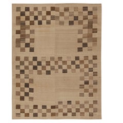 Tapis Kilim persan Shushtar vintage avec motif géométrique beige-marron par Tapi & Kilim