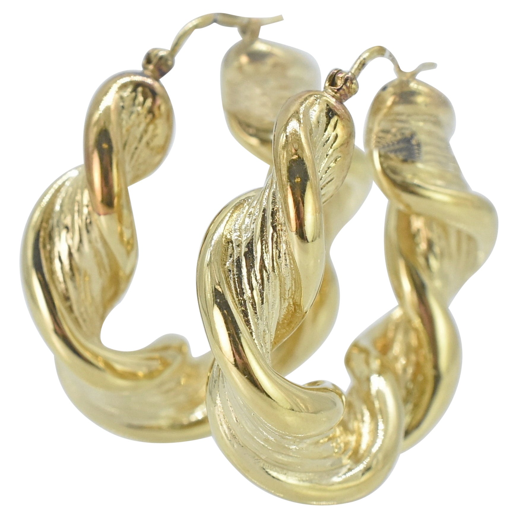 14k Yellow Gold Hoop Earrings For Sale