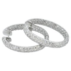 14k White Gold and 8 Cttw Diamond Pierced Earrings, Inside Out