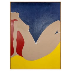 Retro Dominic Pangborn Untitled Primary Color Wesselmann Style Nude Painting on Board