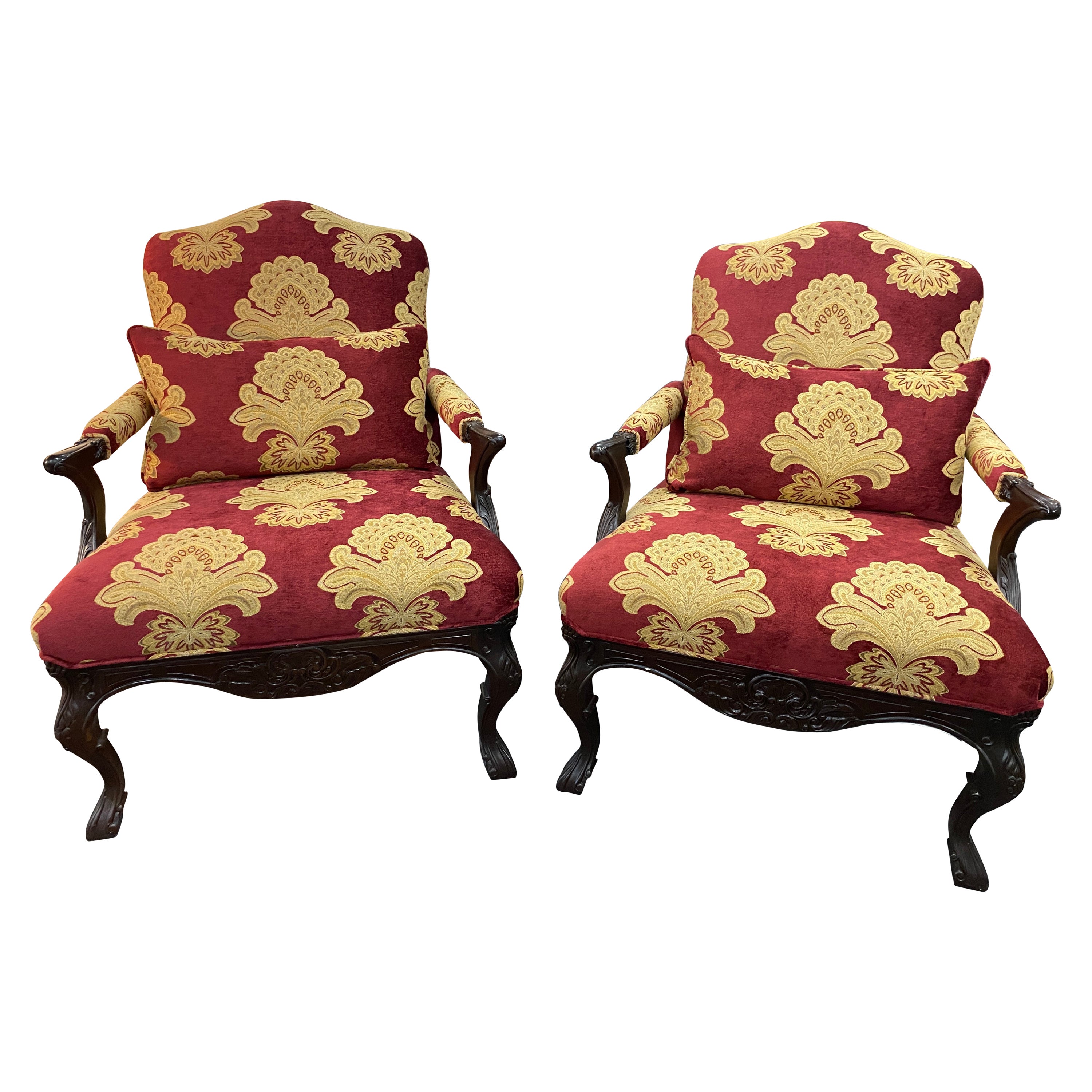 Paire de fauteuils Bergère de style Louis XV en vente