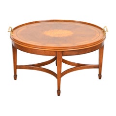 Retro Henredon Historic Natchez Federal Mahogany and Inlaid Satinwood Coffee Table