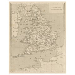 Carte ancienne d'Angleterre gravée en acier