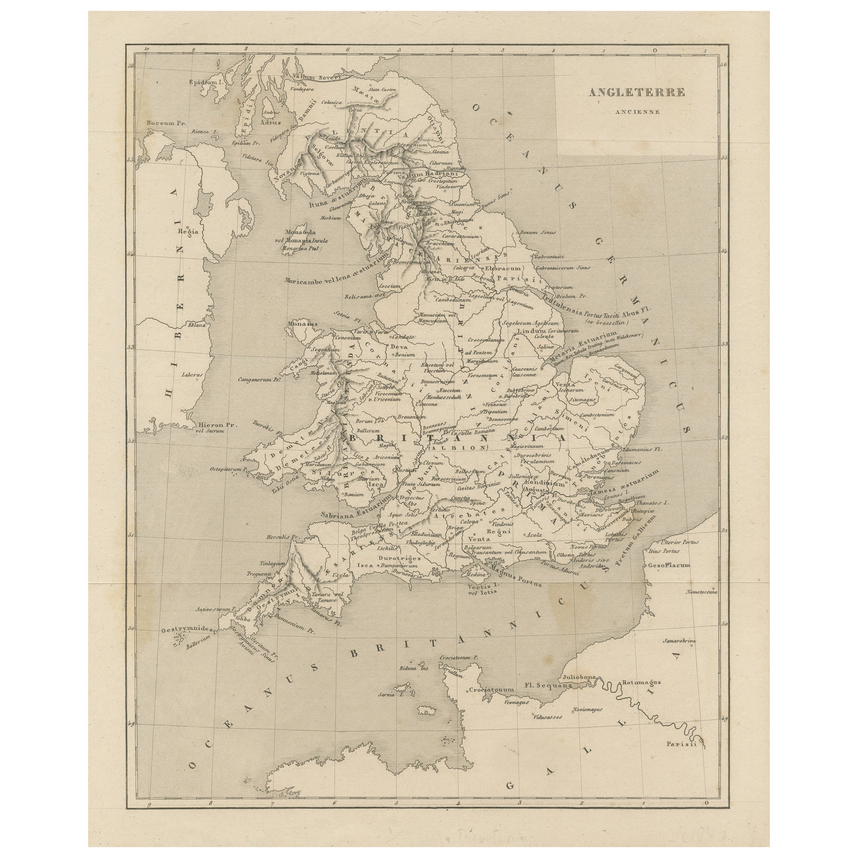 Steel Engraved Map of Ancient Britain For Sale