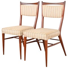 Paul McCobb Connoisseur Collection Sculpted Walnut Dining Side Chairs, Pair