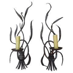 Pair of French Wrought Iron Sconces