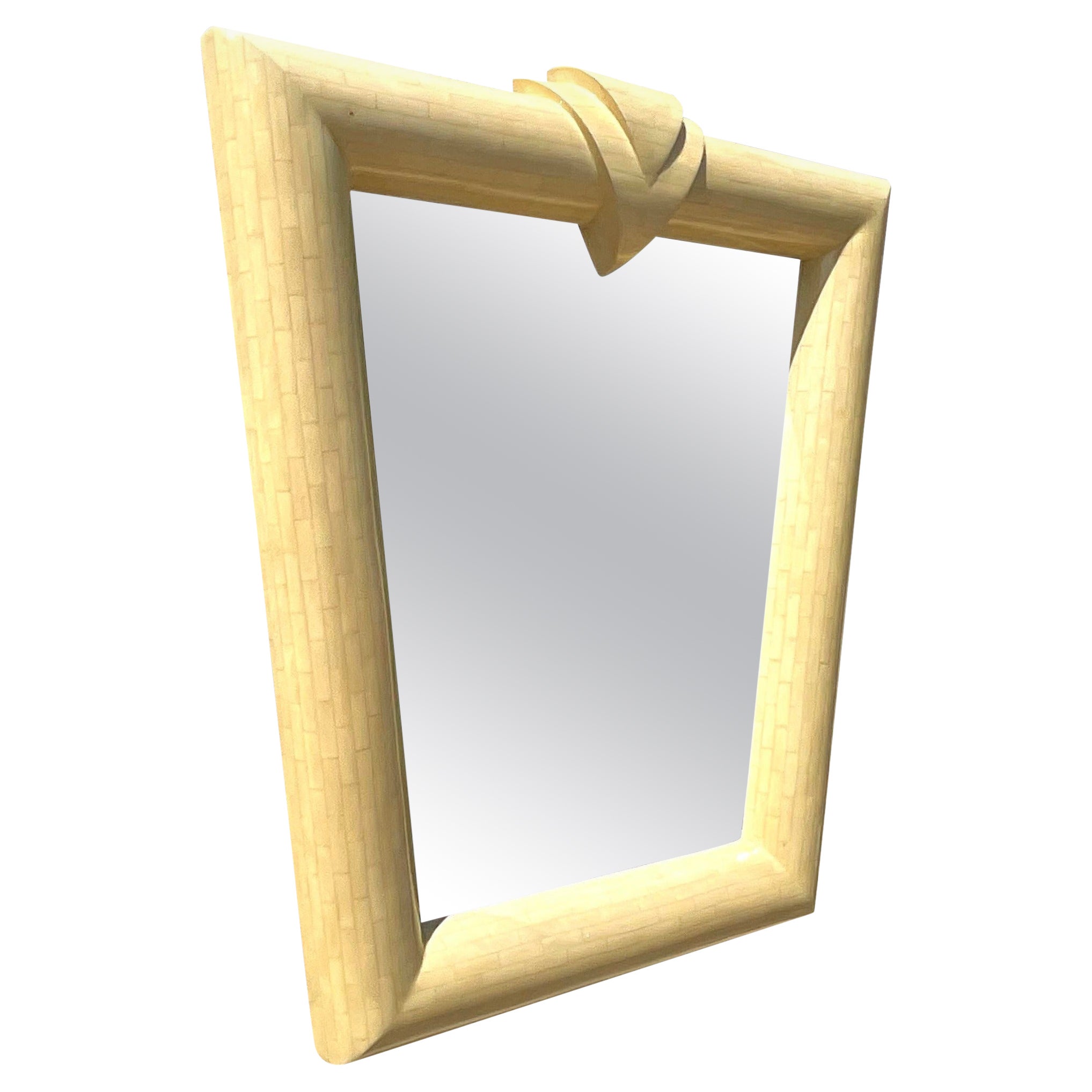 Vintage Contemporary Tessellated Bone Mirror For Sale