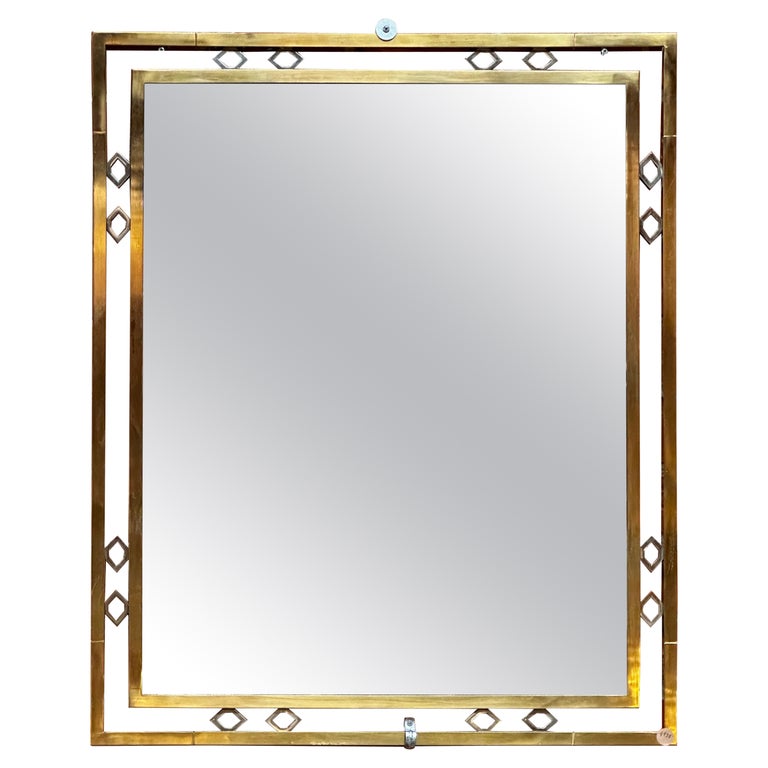 Vintage Italian Midcentury Brass Wall Mirror, 1970s For Sale at 1stDibs