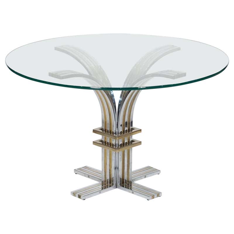 Geometric Triangle Round Top Metal Dining Table Blackened Finish ...