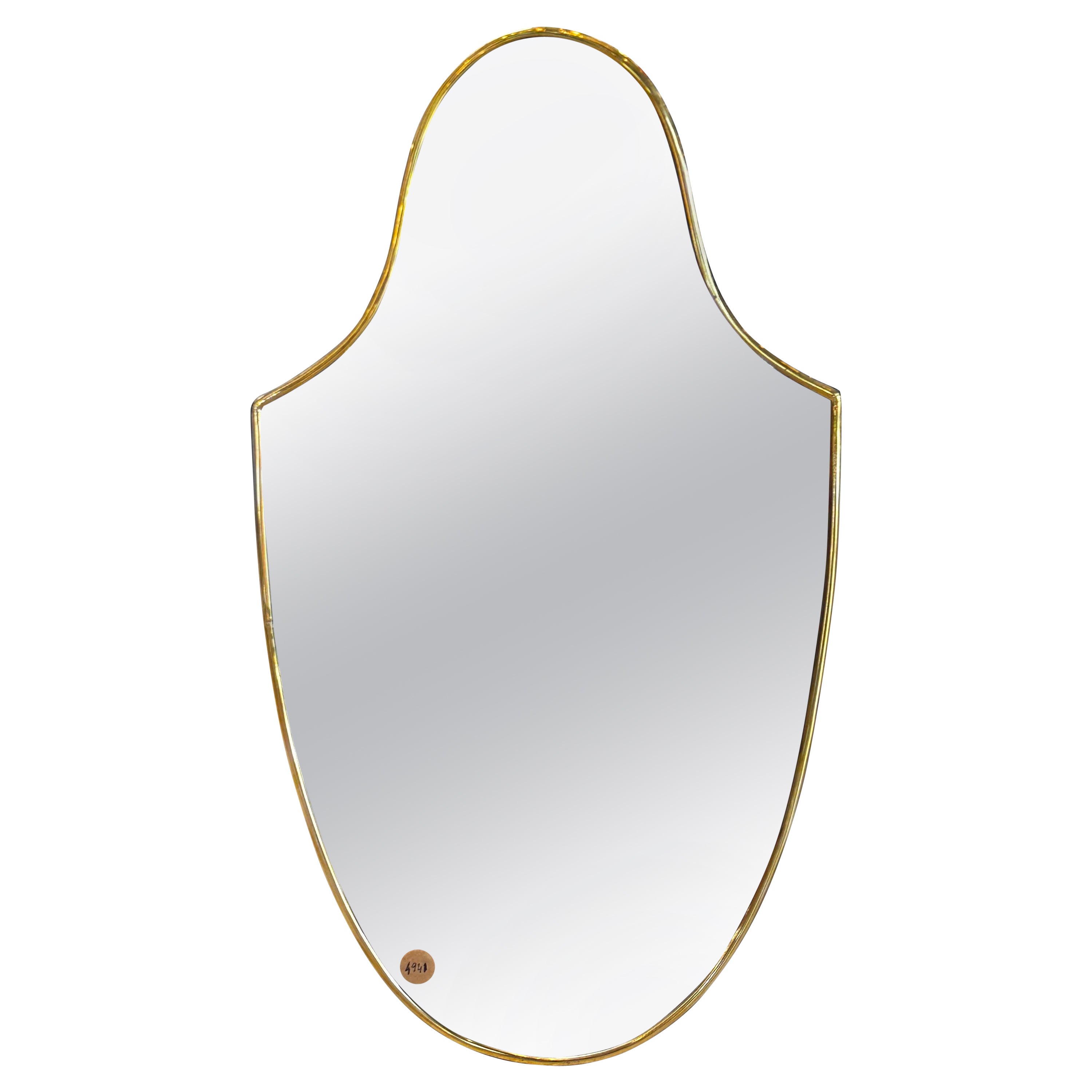 Vintage Italian Brass Sculptural Mirror, 1970s