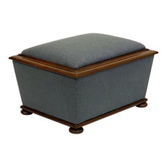 Antique English Upholstered Trunk or Pouffe Ottoman Seat