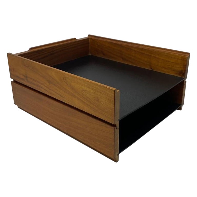 American MidCentury Modern Walnut Modernist Paper Desk Tray 'Set of 2