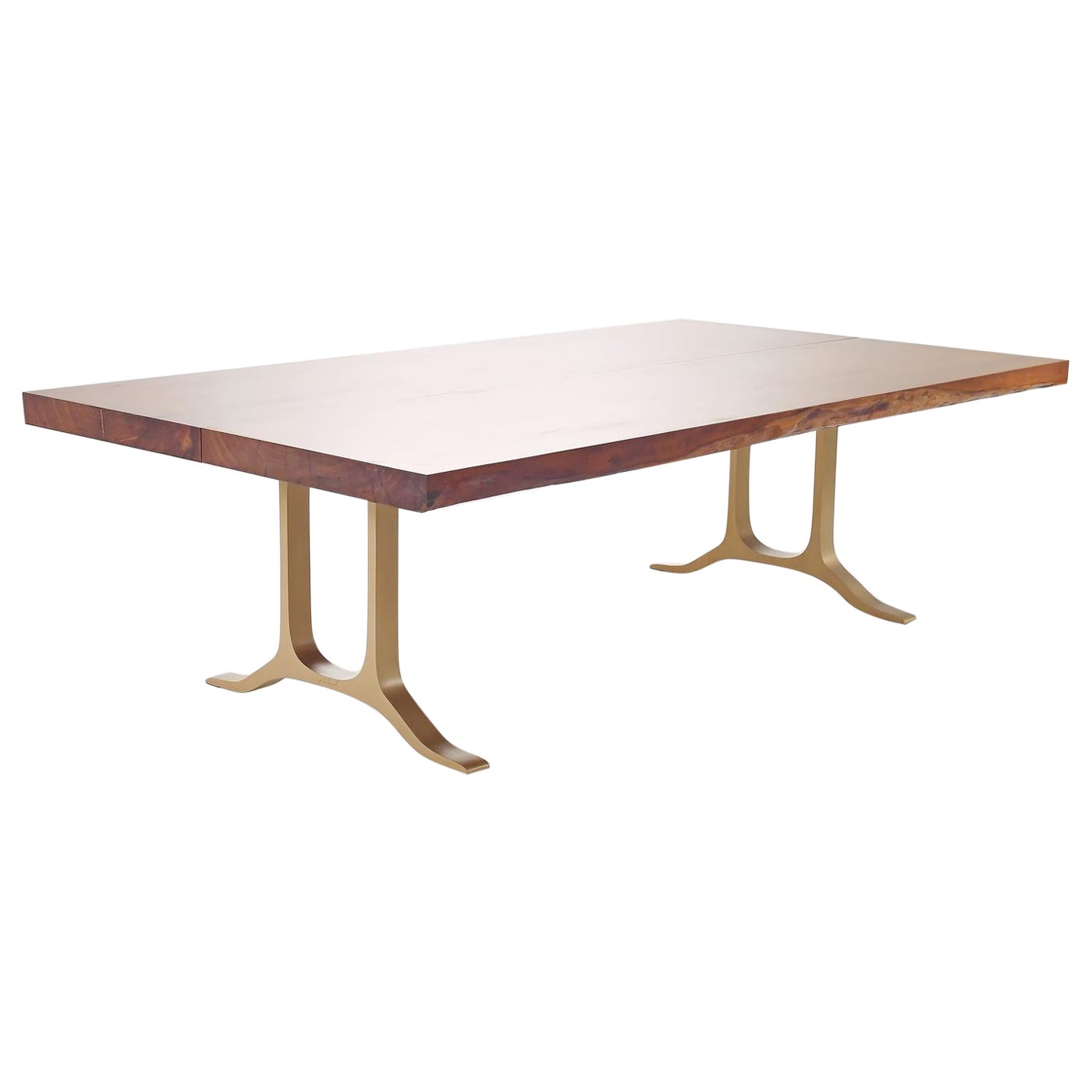 Bespoke Grand Table, Antique Hardwood, Brass Base, by P. Tendercool  For Sale