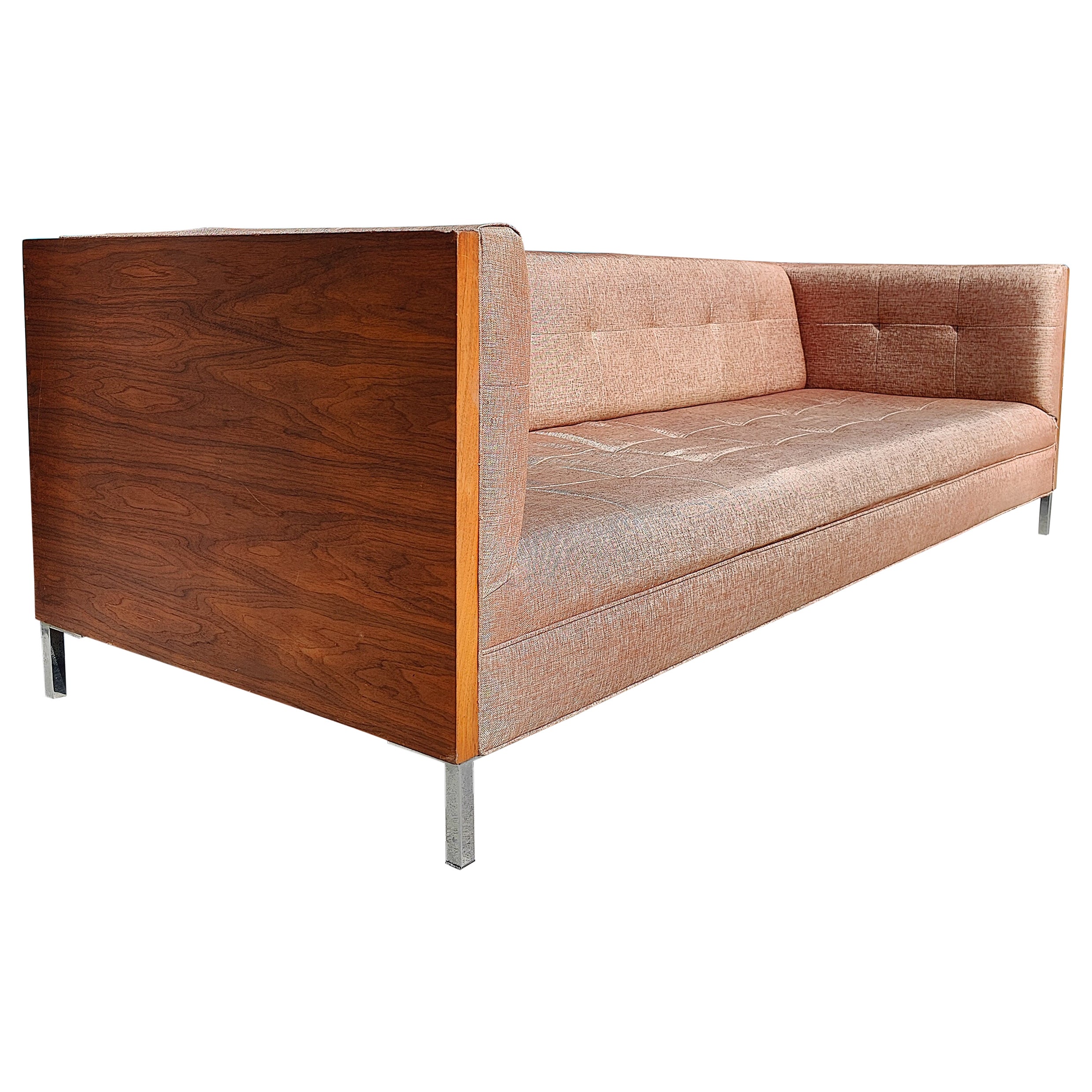 Mid-Century Modern Walnut Case Sofa Attributed to Milo Baughman