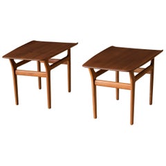 Pair of Sculptural Solid Teak Danish Modern Side Tables by Kurt Østervig