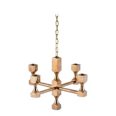 Vintage Gusum Metall, Sweden, Chandelier in Solid Brass for Four Candles