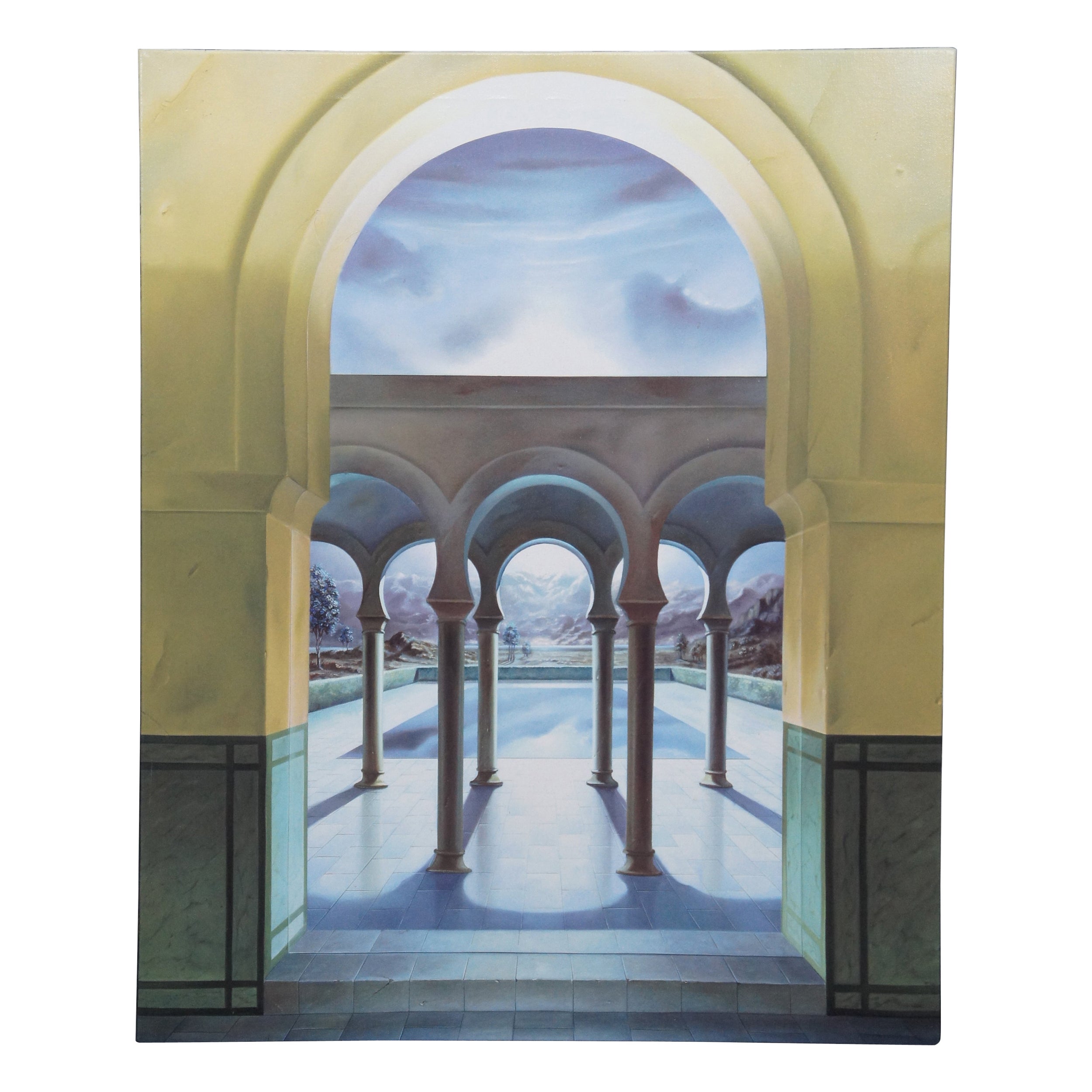 Homero Aguilar Feu Sacre Giclee Print Canvas Colonnade Archway Expressionism For Sale