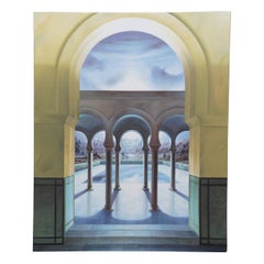 Vintage Homero Aguilar Feu Sacre Giclee Print Canvas Colonnade Archway Expressionism