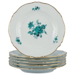 Vintage Meissen, Germany, a Set of Six "Neu Marseille" Dinner Plates in Porcelain