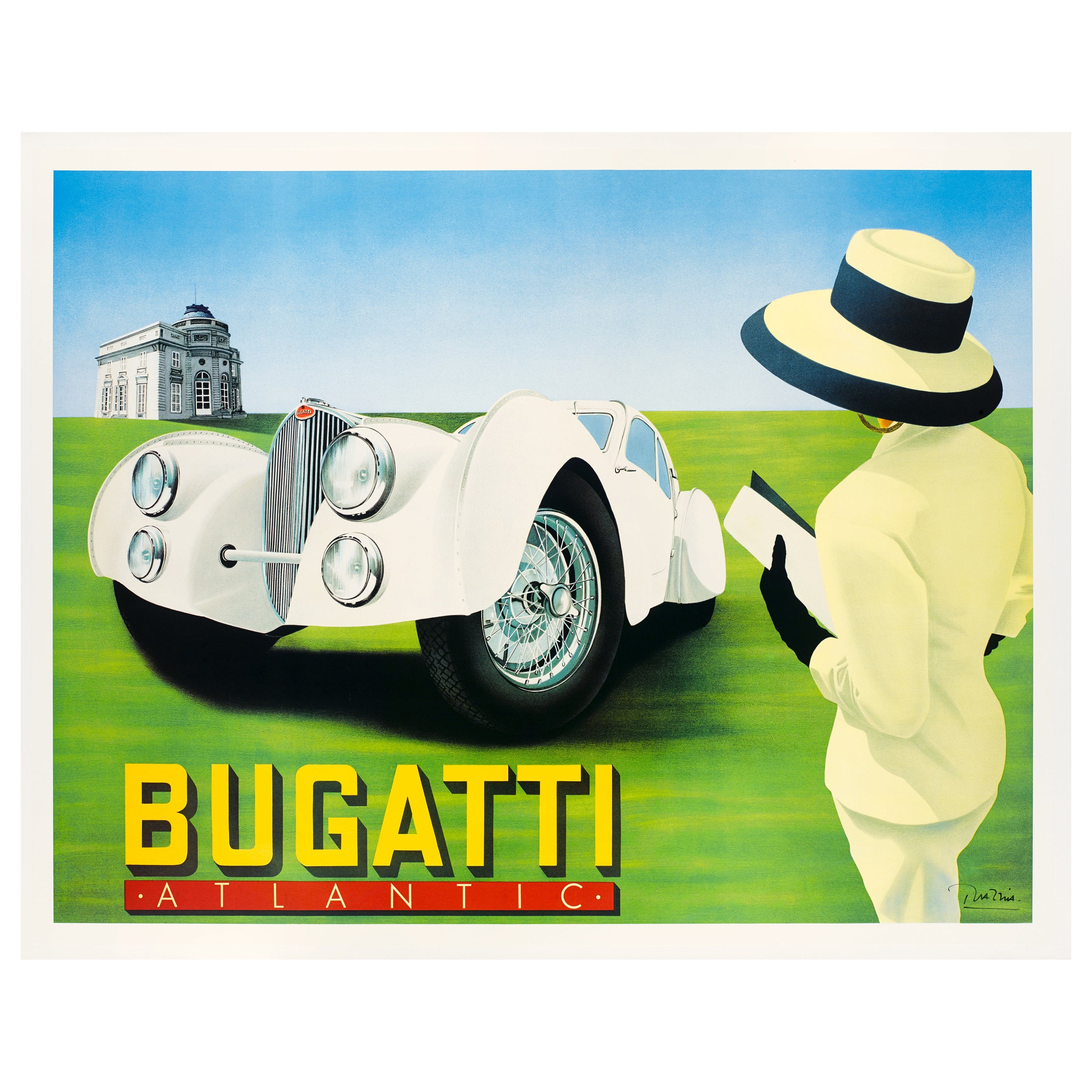 Razzia, 1989, Original Classic Car Poster, Bugatti Type 57S Atlantic Coupe