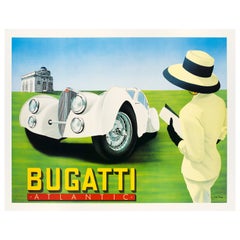 Razzia, 1989, Affiche originale de voiture classique, Coupe Bugatti Type 57S Atlantic