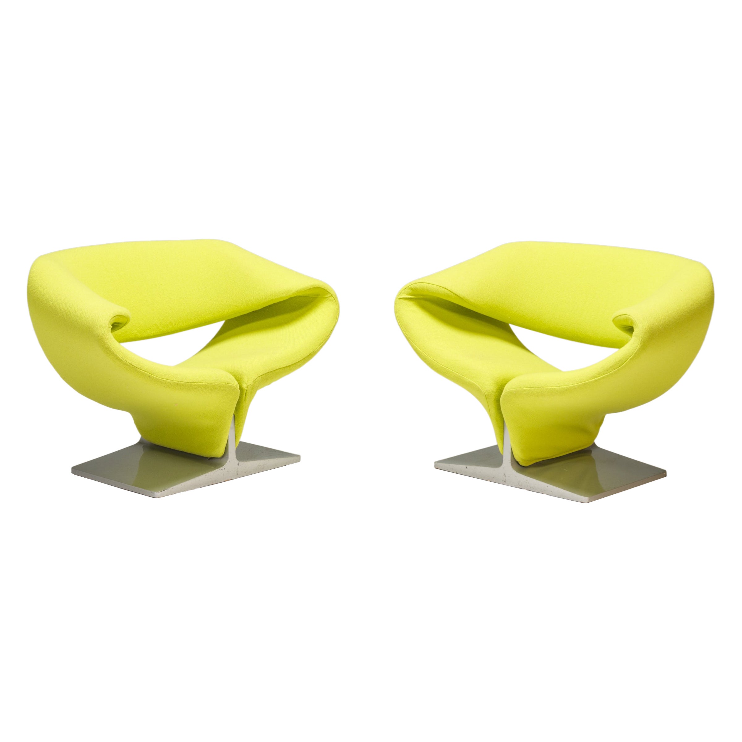 Pierre Paulin for Artifort Yellow Ribbon Chairs, 1970s, Set of 2