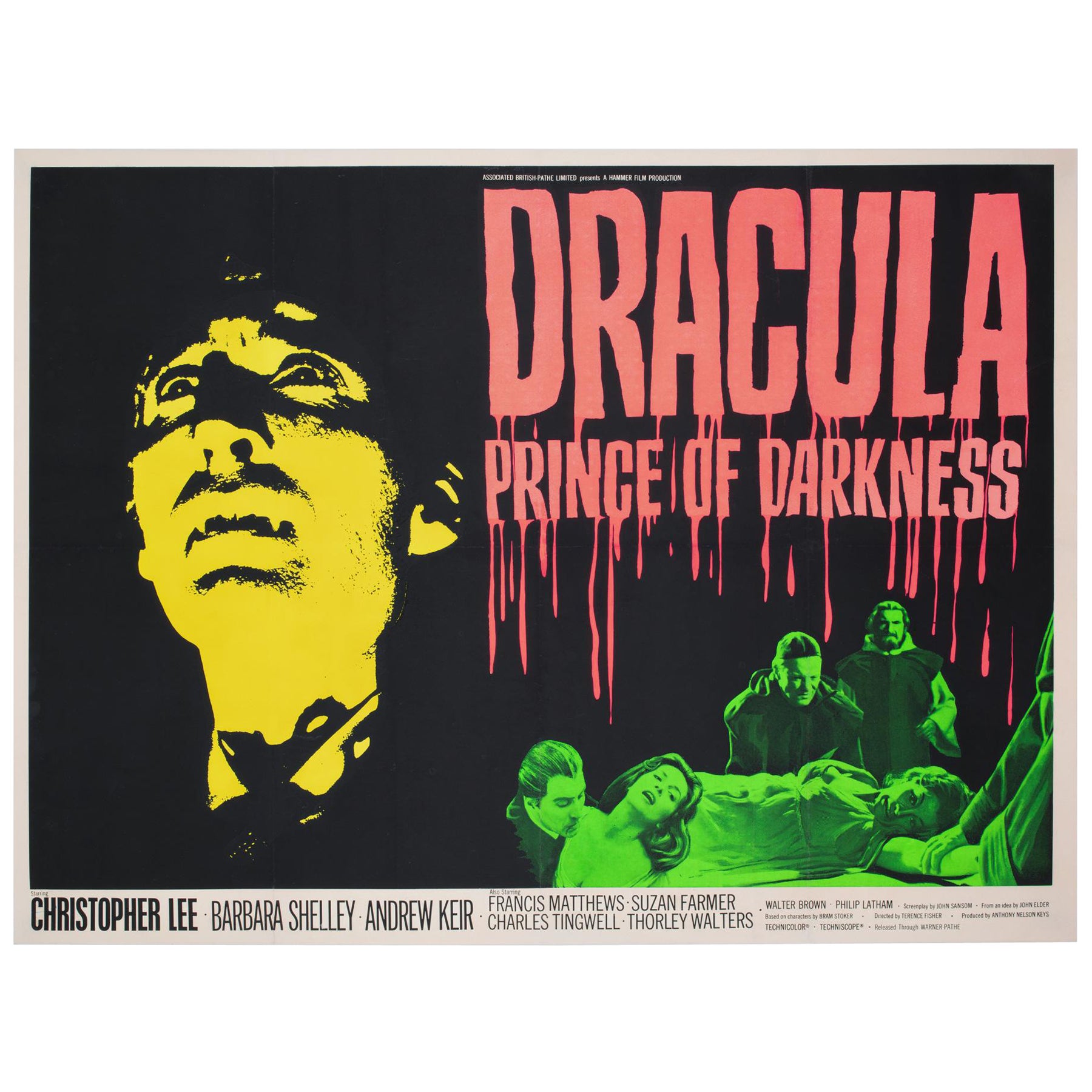 DRACULA PRINCE OF DARKNESS, affiche quadrilobée du film britannique, Chantrell, 1966
