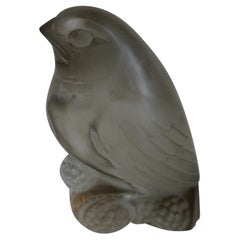 Antique French Rene Lalique Art Deco Belacourt- Bird Glass Paperweight, 1920s