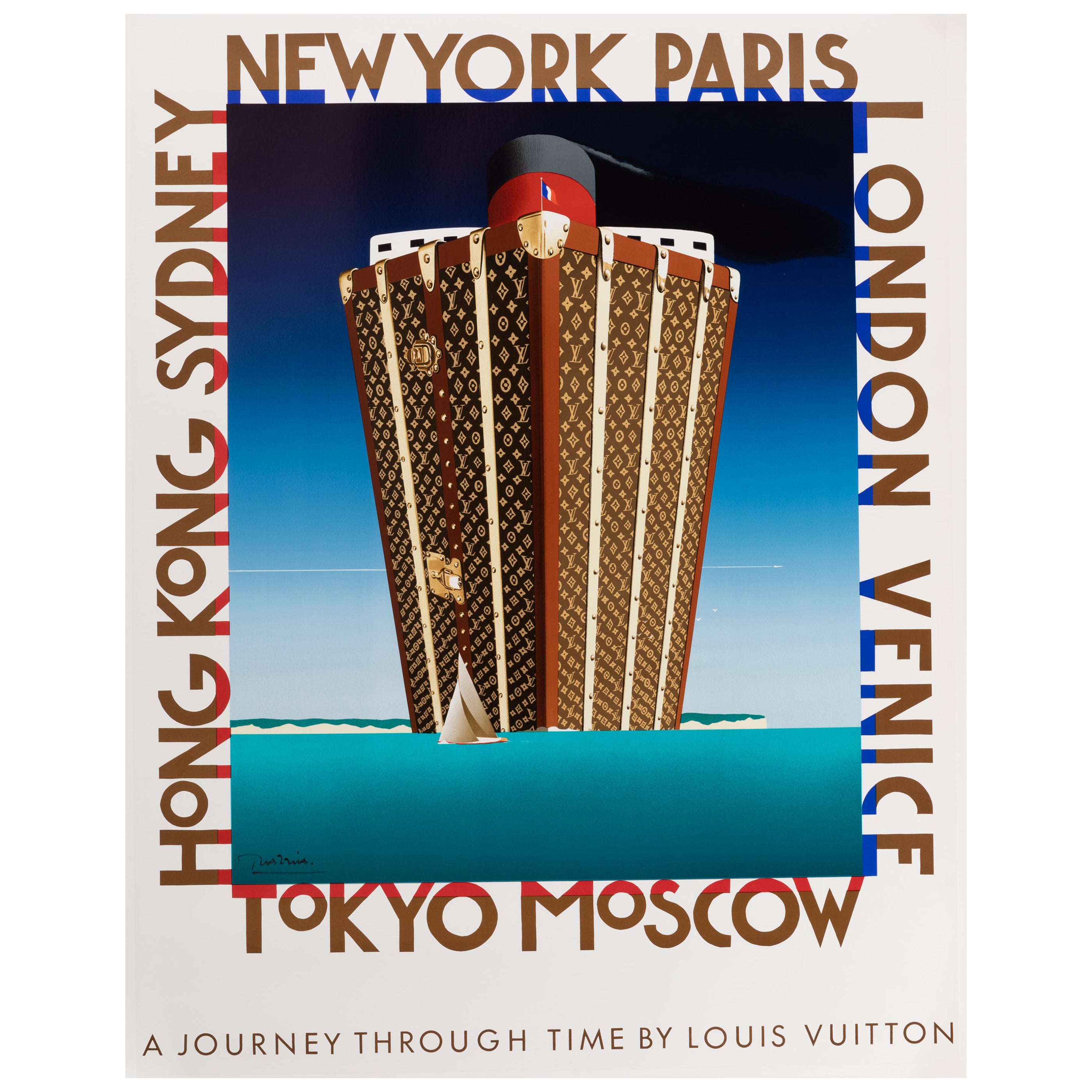 Louis Vuitton Bagatelle Concours d'Elegance 1995 large original event  poster by Razzia