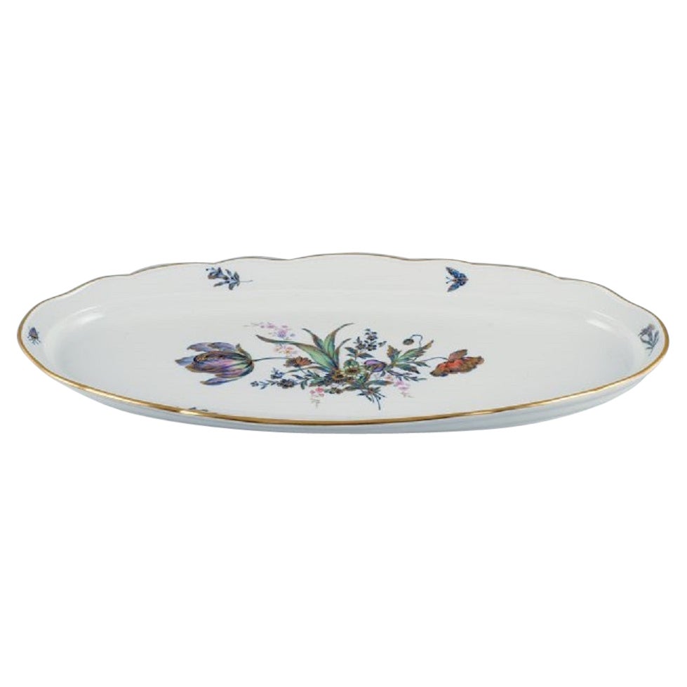 Meissen, Germany, Large Fish Platter, Hand Painted with Flowers and Insects For Sale