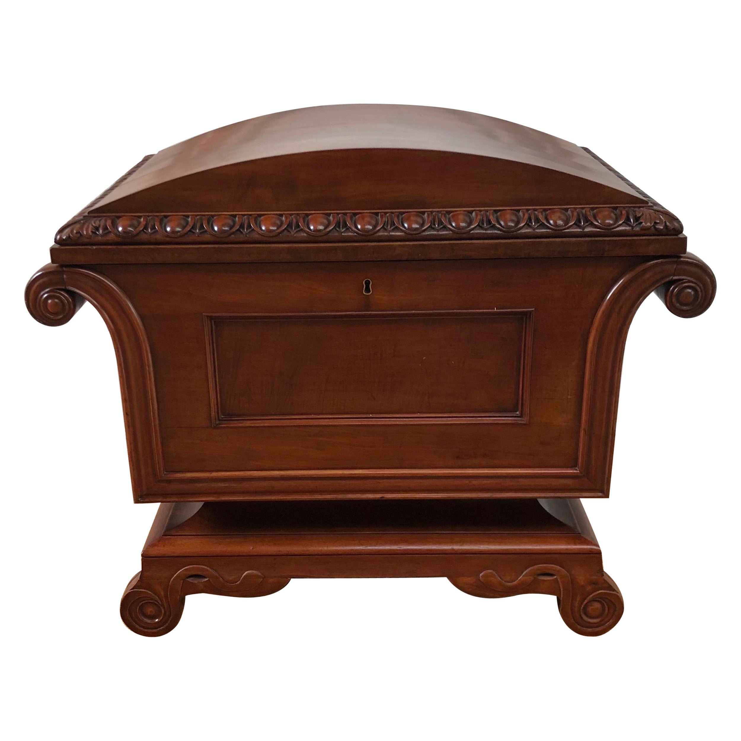 Classical English Regency Sarcophagus Mahogany Dome Top Cellarette / Office File