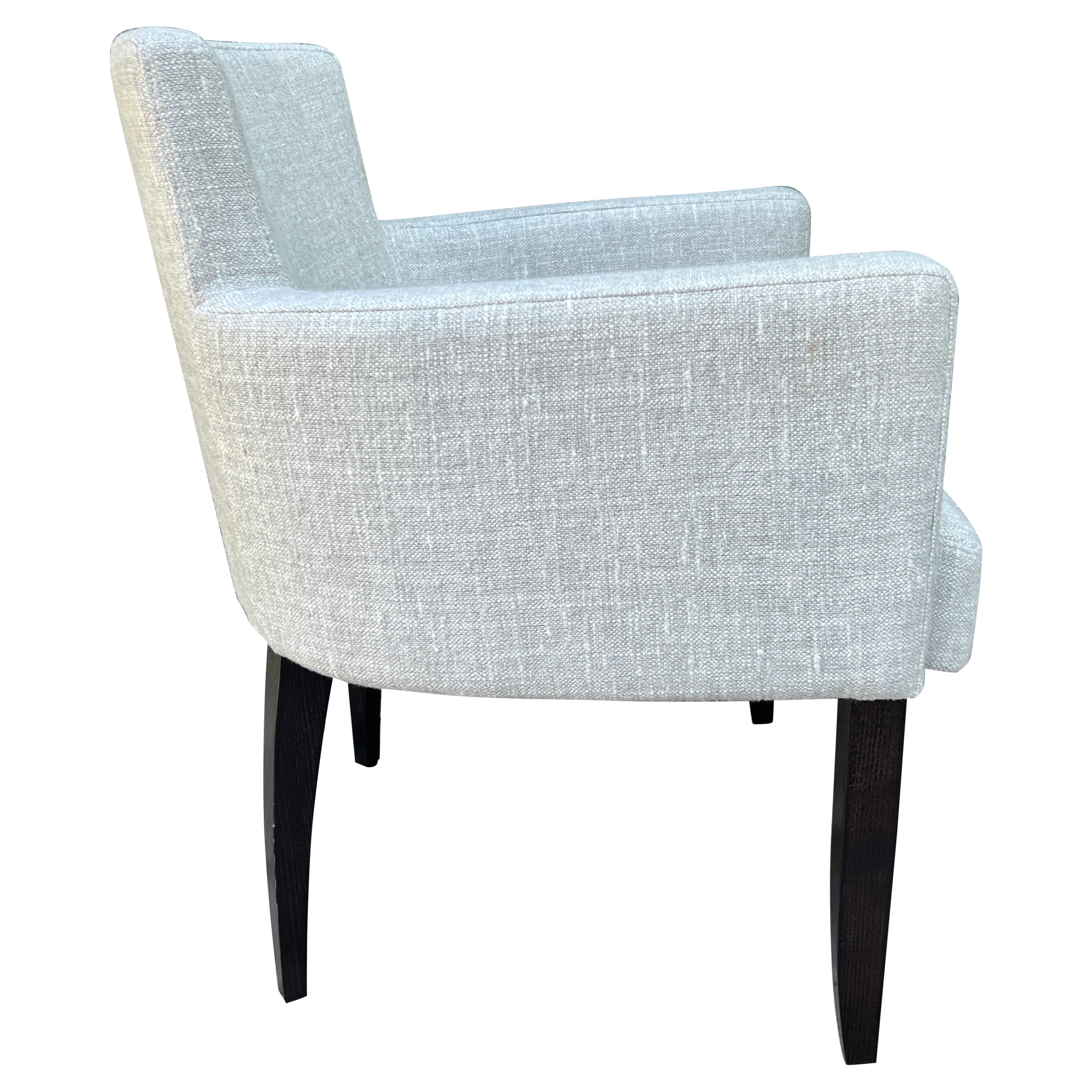 Mid-Century Modern Chair in Woven Grey by Pierre Frey For Sale
