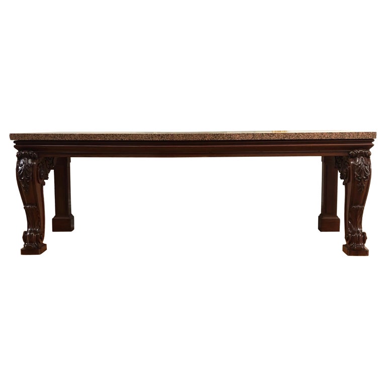 Important Irish Carved Mahogany Granite Slab Console / Hall