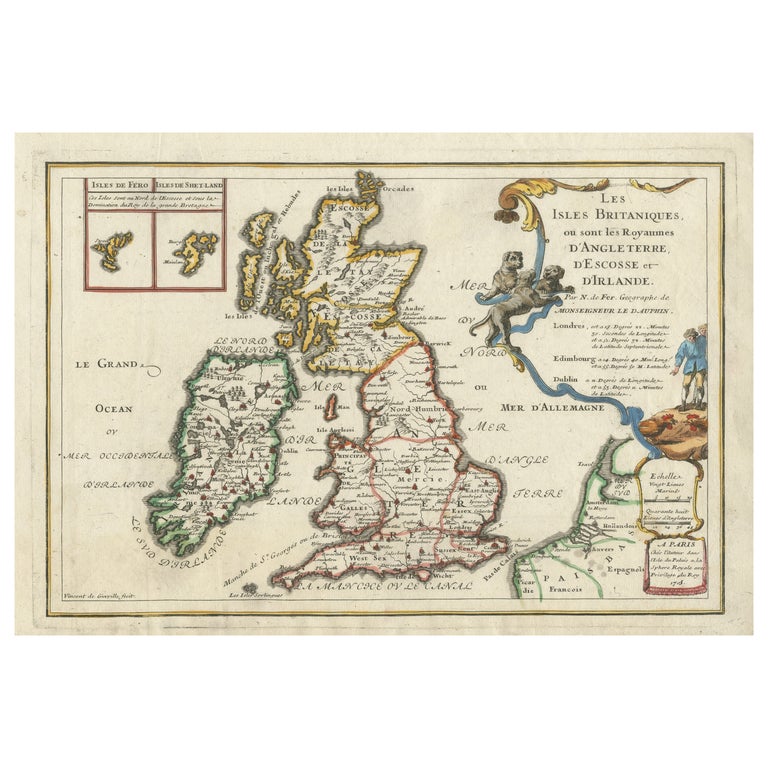 Old Map of the British Isles with the Faroes and Shetlands, Showing ...