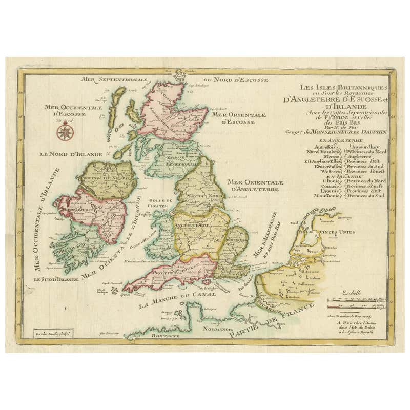 Small Antique Map of England, Wales, Scotland and Ireland with Original ...