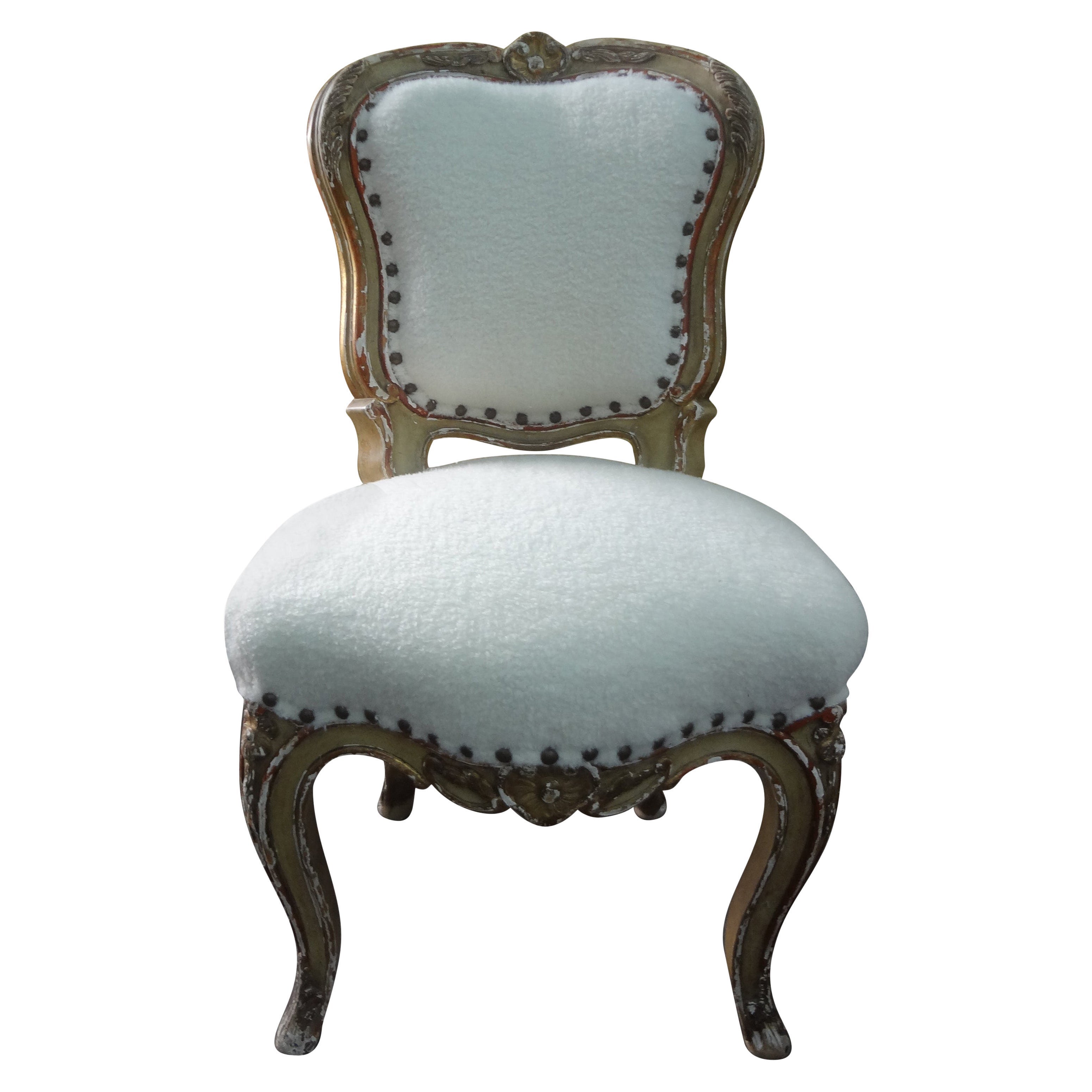 19th Century French Louis XV Style Painted and Parcel Gilt Children's Chair