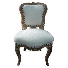 19th Century French Louis XV Style Painted and Parcel Gilt Children's Chair