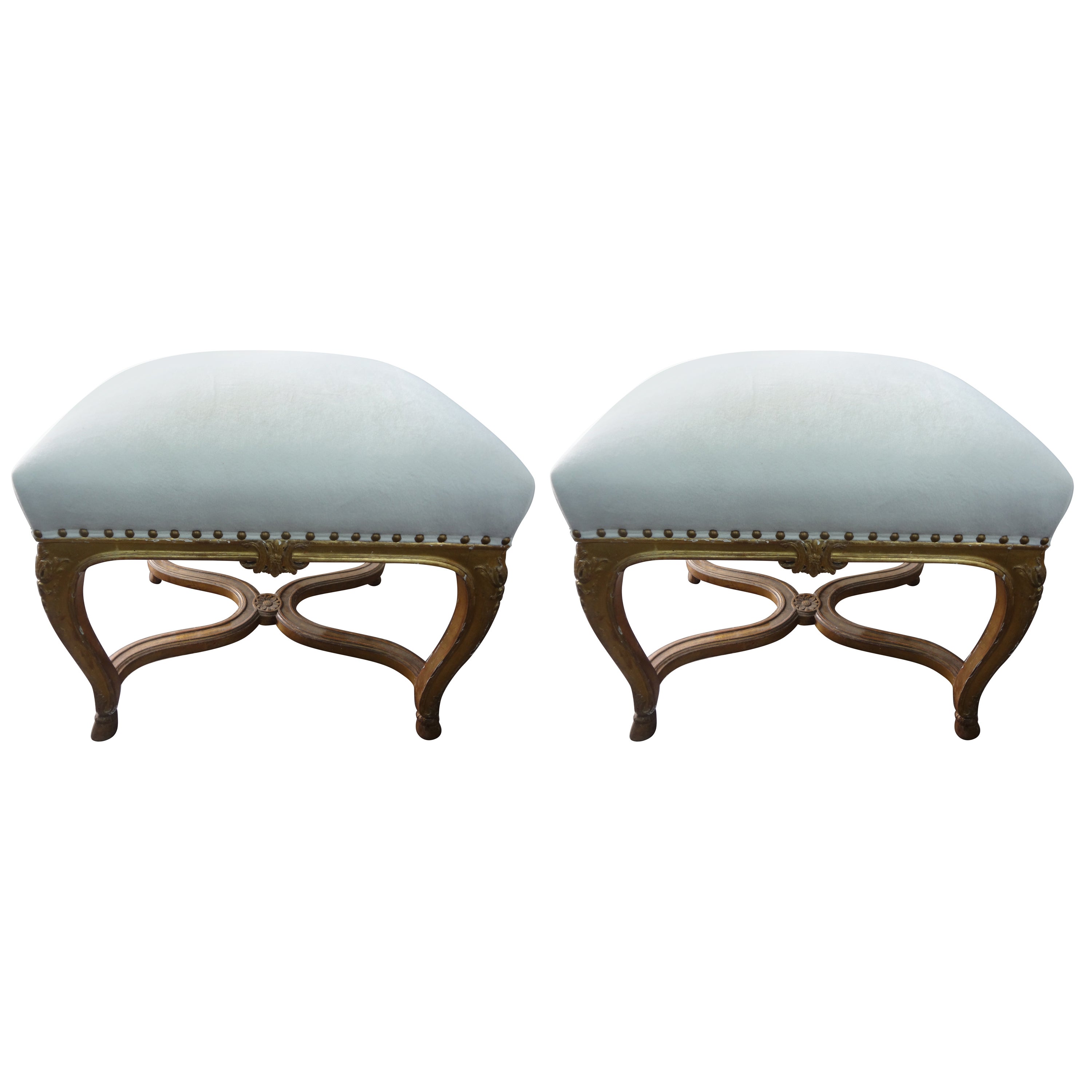 Pair of 19th Century Italian Louis xvi Style Giltwood Benches