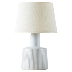 Martz / Marshall Studios Ceramic Table Lamp, White Glaze with Vertical Stripes