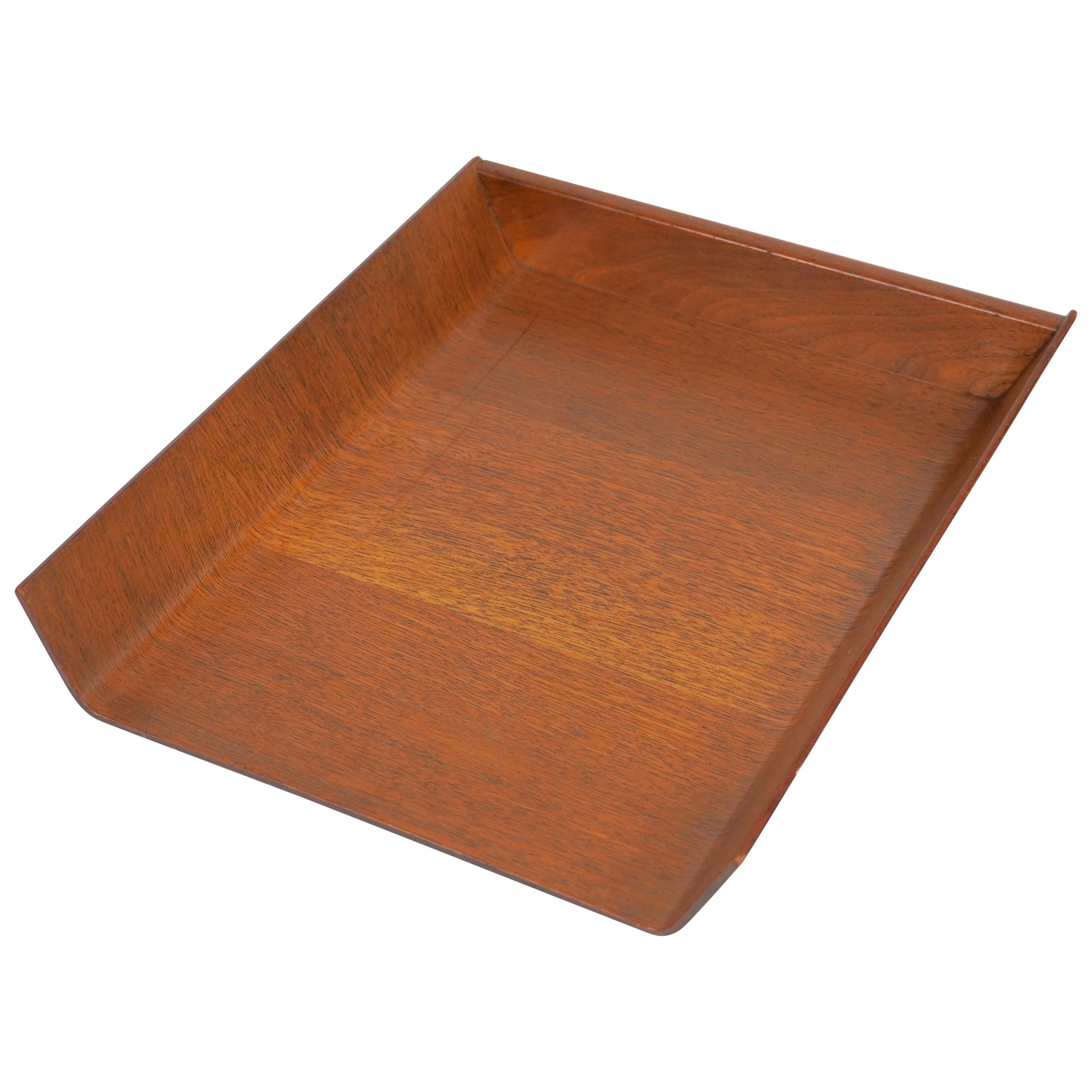 Florence Knoll Walnut Plywood Letter Tray, Office Desk Accessory