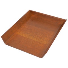 Florence Knoll Walnut Plywood Letter Tray, Office Desk Accessory