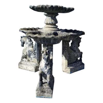 American 1940s Scallop Shell Cement Bird Bath at 1stDibs