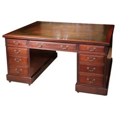 Antique Partners Desk with 18 Drawers