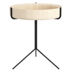 Table d'appoint ronde à plateau tambour Corinna Warm pour Swedese en frêne de 18 pouces, cadre noir