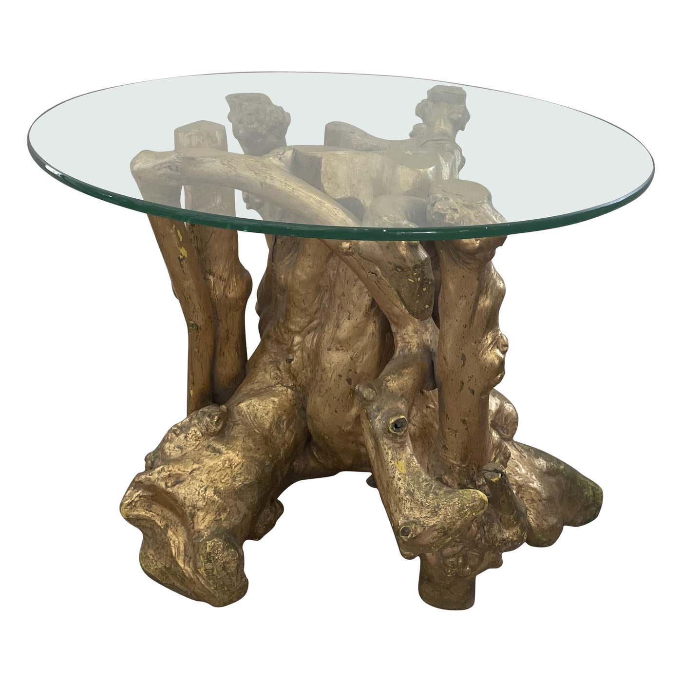 Gold Painted Tree Root Side Table For Sale at 1stDibs | gold tree trunk ...