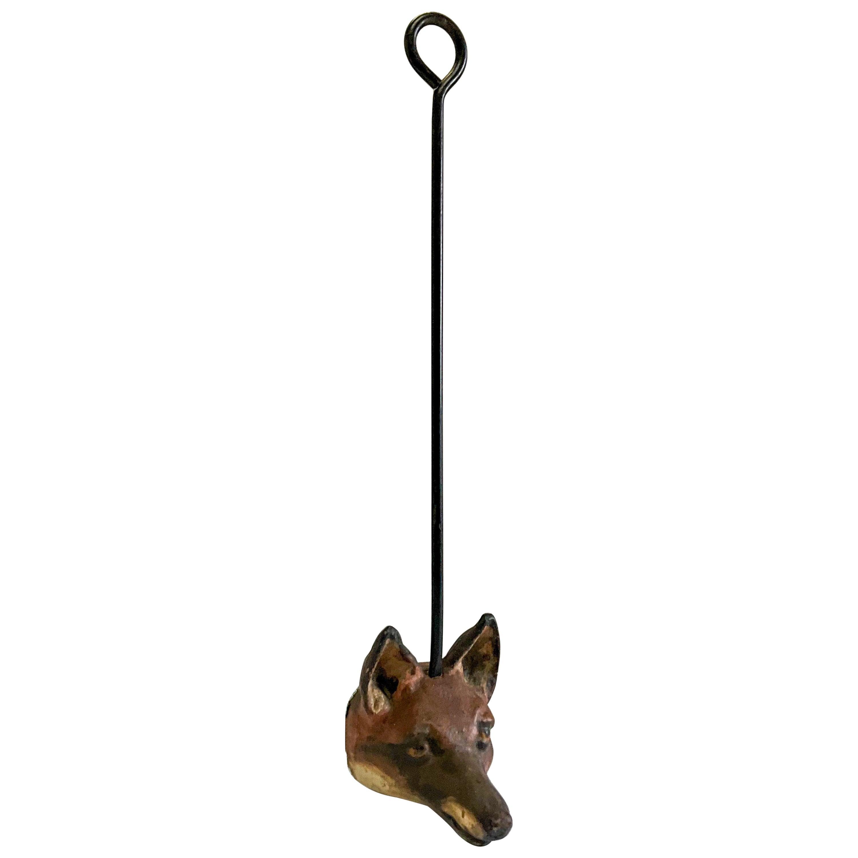 Frühe englische Jagd und Hund / Hound Cast Iron Painted Fox Form Türstopper