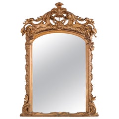 Antique French Louis XIV Style Giltwood Over-Mantel Mirror, circa 1880