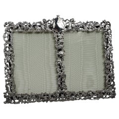 Fabulously Fancy English Victorian Rococo Sterling Silver Double Picture Frame