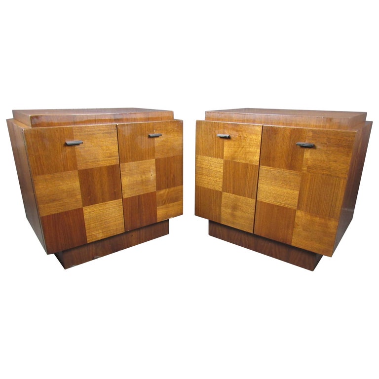 Midcentury Vintage Checkerboard Nightstands by Tabago Canada For Sale